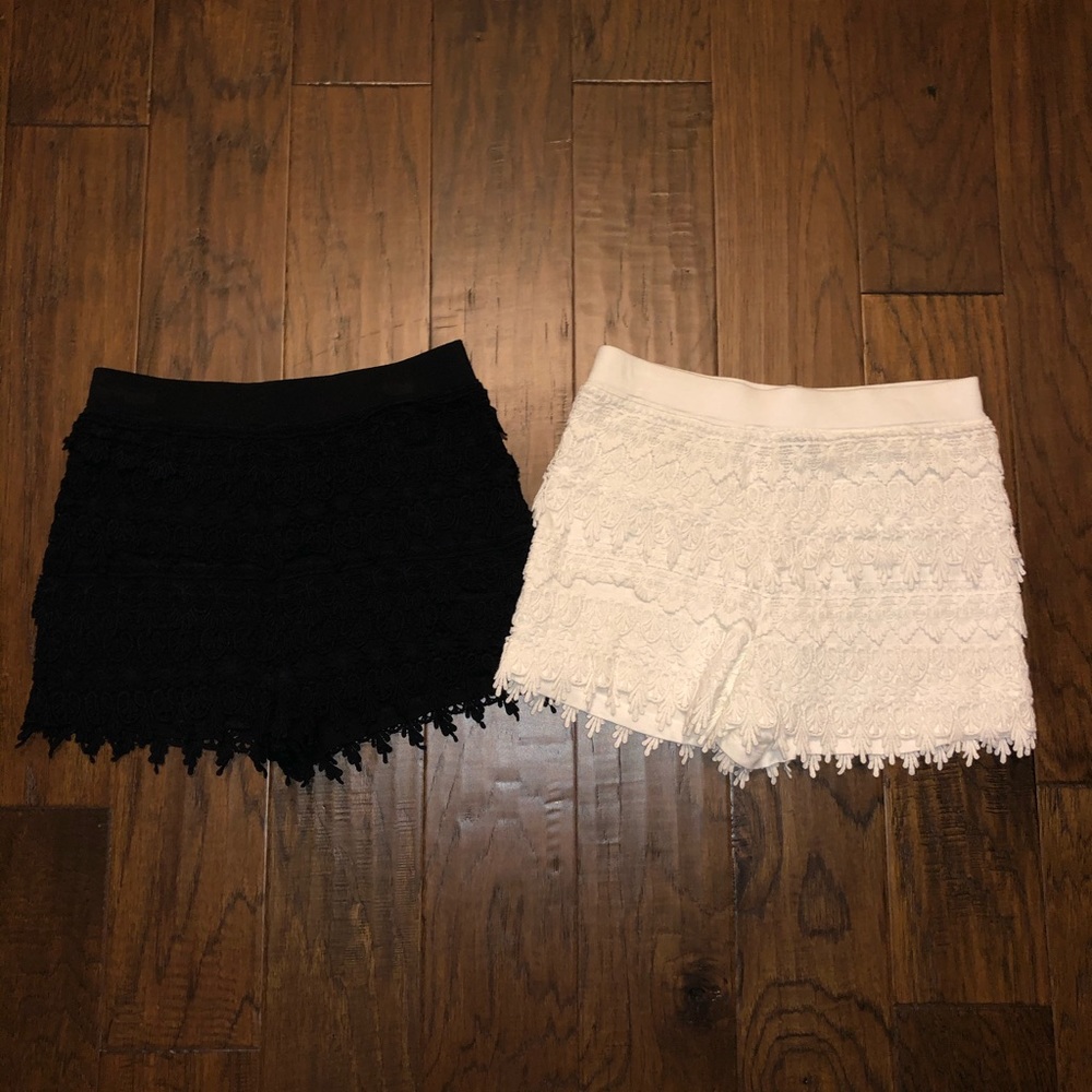 Express high rise crochet shorts